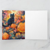 Halloween Zwarte Kat Met Pompoenen Griezelen Kaart (Binnen)