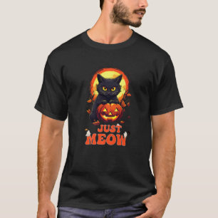 Halloween zwarte kat miauwt gewoon enge kat spookp t-shirt
