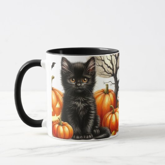 Halloween Zwarte Kat Mok (Links)