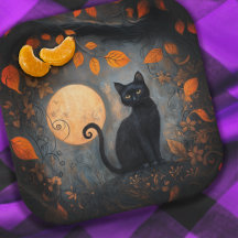 Halloween Zwarte Kat  Moody Volle Maan