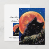 Halloween Zwarte Kat Muggin Maan Uitnodigingen (Voorkant / Achterkant)