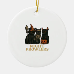 Halloween Zwarte Kat Nacht Prowlers Grappig Kostuu Keramisch Ornament