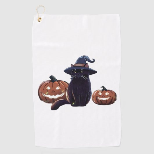 Halloween zwarte kat Oversized T-Shirt Golfhanddoek (Voorkant)