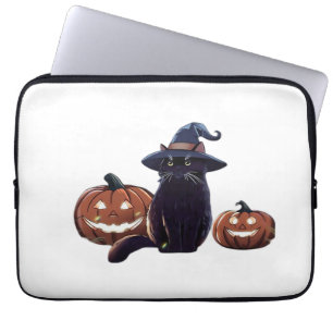 Halloween zwarte kat Oversized T-Shirt Laptop Sleeve