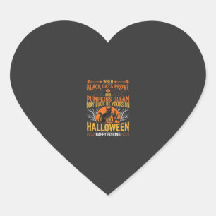 Halloween Zwarte Kat Pompoen Gelukkig Vissen Ontwe Hart Sticker