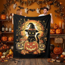 Halloween Zwarte Kat Pompoen Heks Kat Griezelen