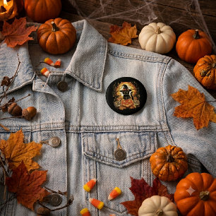 Halloween Zwarte Kat Pompoen Heks Kat Griezelen Ronde Button 5,7 Cm