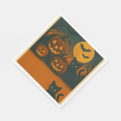 Halloween zwarte kat & pompoen servetten (Hoek)