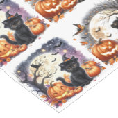 Halloween Zwarte Kat Pompoen Tafelloper (Hoek)