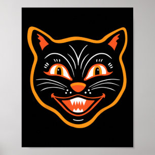 Halloween zwarte kat poster