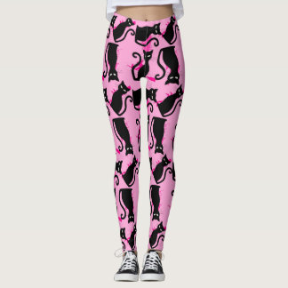 halloween zwarte kat roze leggings