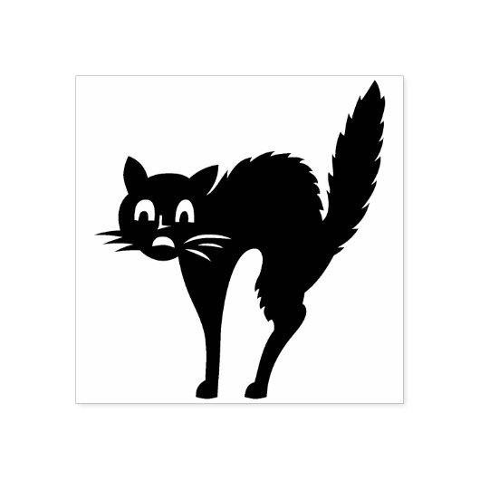 Halloween zwarte kat 	rubberstempel (Afrduk)