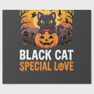 Halloween Zwarte Kat Speciale Liefde Pompoen Ontwe Cadeaupapier