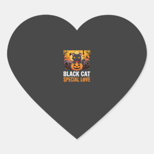 Halloween Zwarte Kat Speciale Liefde Pompoen Ontwe Hart Sticker