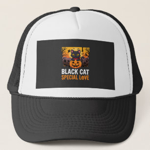 Halloween Zwarte Kat Speciale Liefde Pompoen Ontwe Trucker Pet