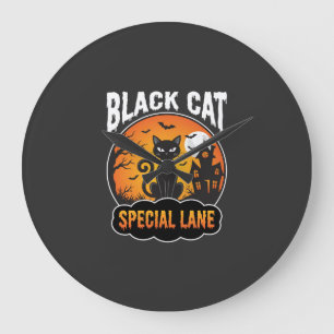 Halloween Zwarte Kat Spookhuis Maan Ontwerp Grote Klok