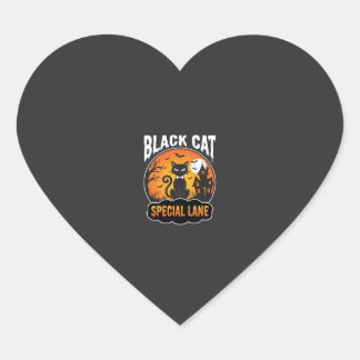 Halloween Zwarte Kat Spookhuis Maan Ontwerp Hart Sticker