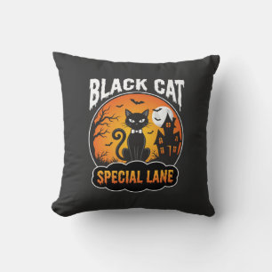 Halloween Zwarte Kat Spookhuis Maan Ontwerp Kussen