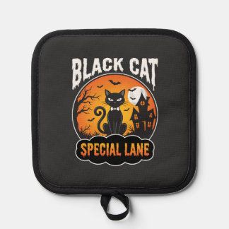 Halloween Zwarte Kat Spookhuis Maan Ontwerp Pannenlap