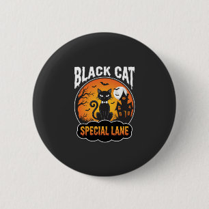 Halloween Zwarte Kat Spookhuis Maan Ontwerp Ronde Button 5,7 Cm