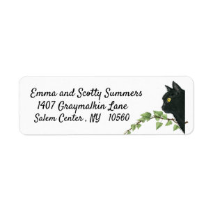 Halloween Zwarte Kat Vakantie Adres Etiket