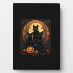 Halloween Zwarte Kat Van Gogh Heks Kawaii Pompoen Fotoplaat