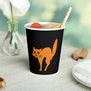 Halloween zwarte kat zwart sinaasappel spooky papi papieren bekers
