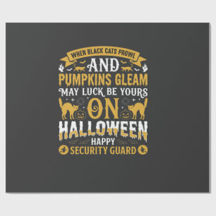 Halloween Zwarte Katten en Pompoenen Beveiligingsb Cadeaupapier