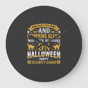Halloween Zwarte Katten en Pompoenen Beveiligingsb Grote Klok