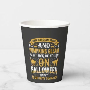 Halloween Zwarte Katten en Pompoenen Beveiligingsb Papieren Bekers