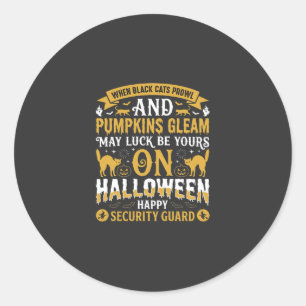 Halloween Zwarte Katten en Pompoenen Beveiligingsb Ronde Sticker