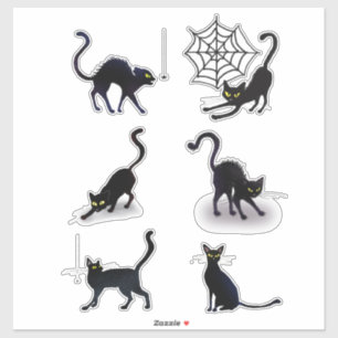 Halloween Zwarte Katten en Spinnen Set ID852 Sticker