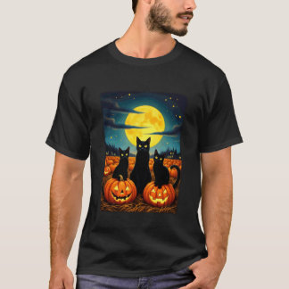 Halloween Zwarte Katten Griezelen Schattig Feest K T-shirt