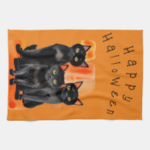 Halloween Zwarte katten keukendoek