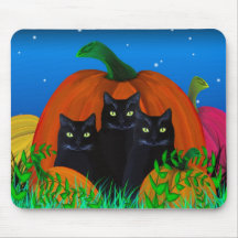 Halloween zwarte katten met pompoenen Mousepad