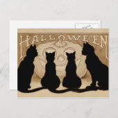  Halloween zwarte katten pompoen briefkaart (Voorkant / Achterkant)