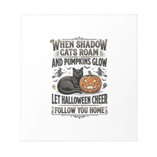 Halloween Zwarte Katten T-shirt Vintage Pompoen Gr Notitieblok