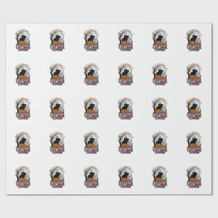 Halloween Zwarte Katten Vintage Coven Pompoen Kuns Cadeaupapier