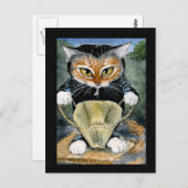 Halloween zwarte kattenkostuum briefkaart (Voorkant / Achterkant)