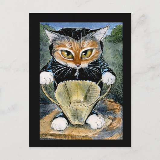 Halloween zwarte kattenkostuum briefkaart (Voorkant)