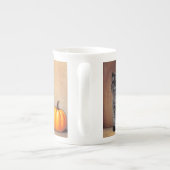 Halloween Zwarte Kitten Illustratie Porselein Kop (Achterkant)