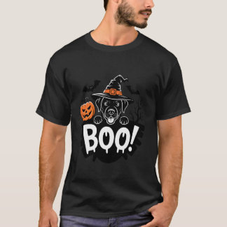 Halloween Zwarte Labrador Retriever Heksenhoed Pom T-shirt