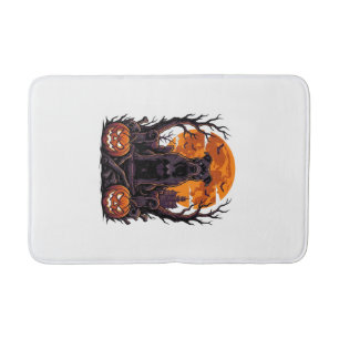 Halloween Zwarte Pitbull Troon Pompoenen Volle Maa Badmat