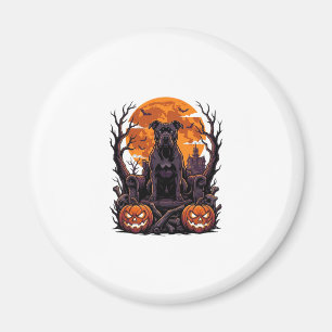 Halloween Zwarte Pitbull Troon Pompoenen Volle Maa Magneet