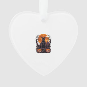 Halloween Zwarte Pitbull Troon Pompoenen Volle Maa Ornament