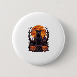 Halloween Zwarte Pitbull Troon Pompoenen Volle Maa Ronde Button 5,7 Cm