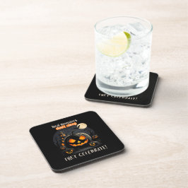 Halloween zwarte pompoen bier onderzetter