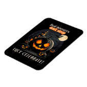 Halloween zwarte pompoen magneet (Linkerzijde)