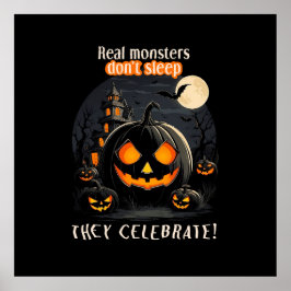 Halloween zwarte pompoen poster