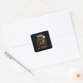 Halloween zwarte pompoen vierkante sticker (Envelop)